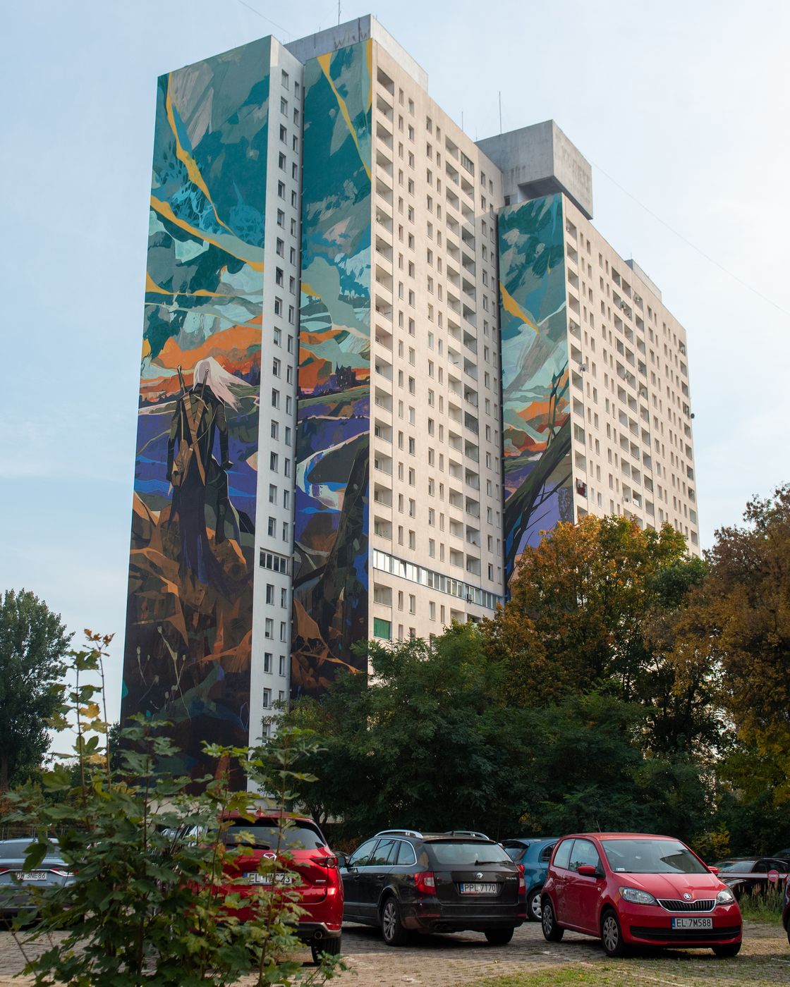 mural z Wiedźminem w Łodzi