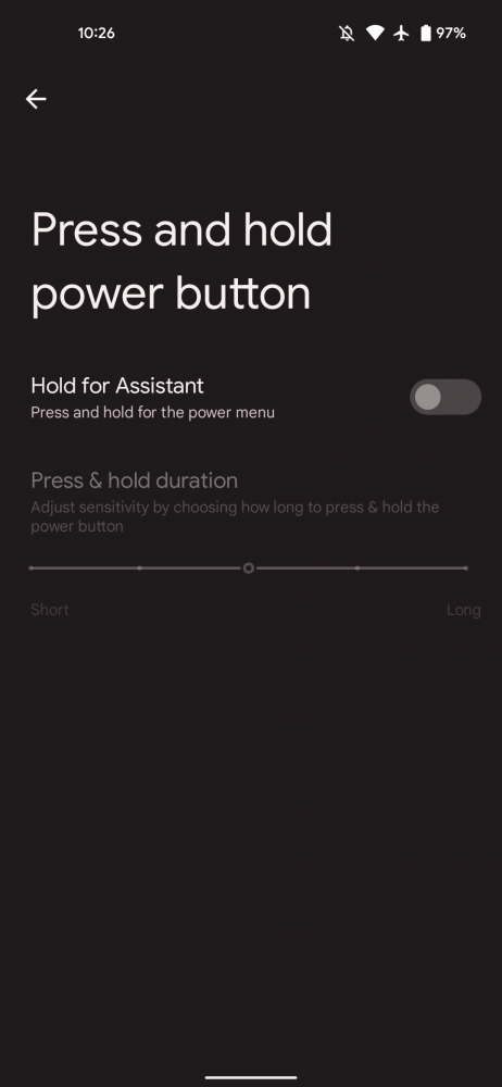 Android 12 beta 1 menu uruchamiania asystenta za pomocą przycisku power