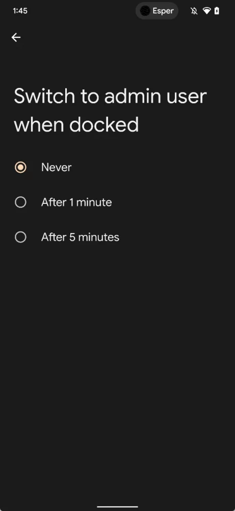 Android 13 switch to admin user when docked 2