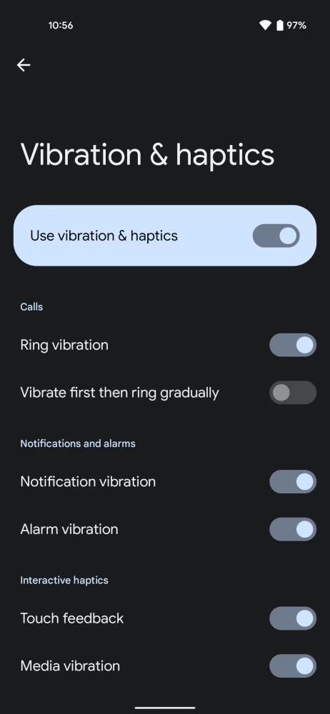 android 13 dp2 vibration haptics