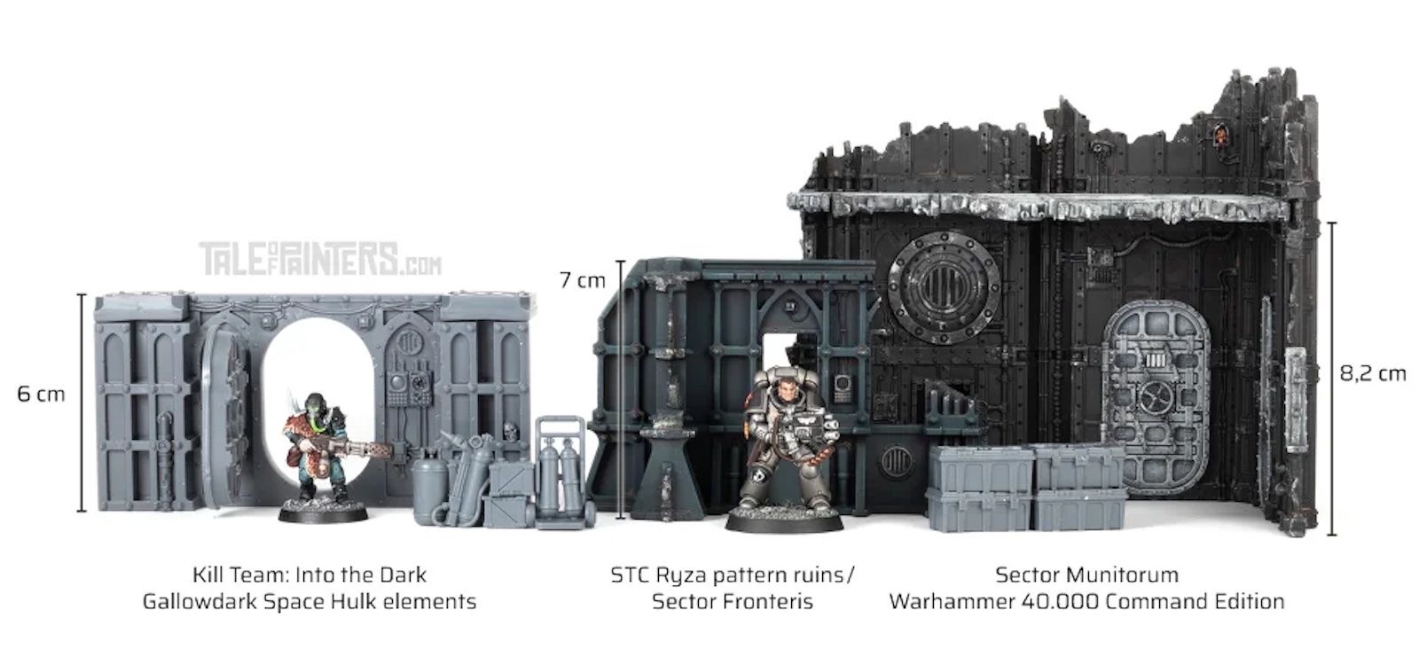 Porównanie różnych elementów terenów w grach Warhammer 40 000