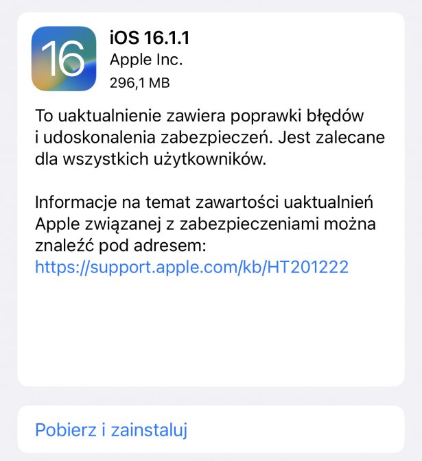 iOS 16.1 a