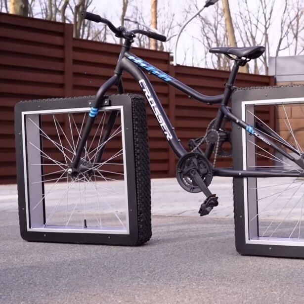 Rower o kwadratowych kołach! Youtuber The Q zaprezentował swój unikatowy projekt