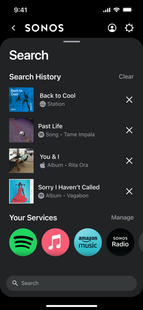Sonos pokazuje nową apkę, uproszczona, zoptymalizowana i piękniejsza 8 Sonos App Search Results Dark