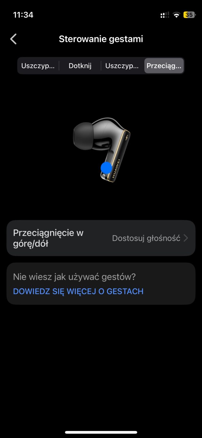 Aplikacja Huawei AI Life sterowanie gestami - przeciągnij