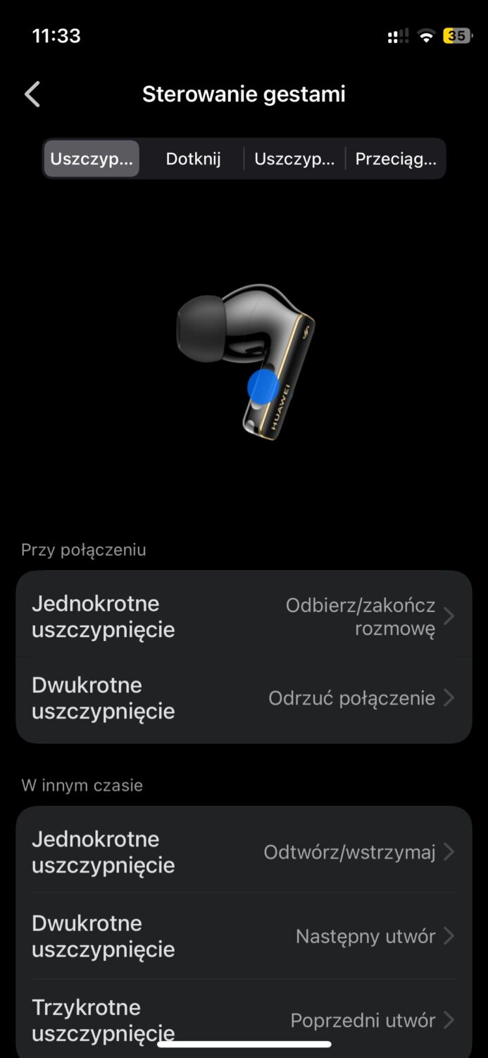 Aplikacja Huawei AI Life sterowanie gestami - uszczypnij