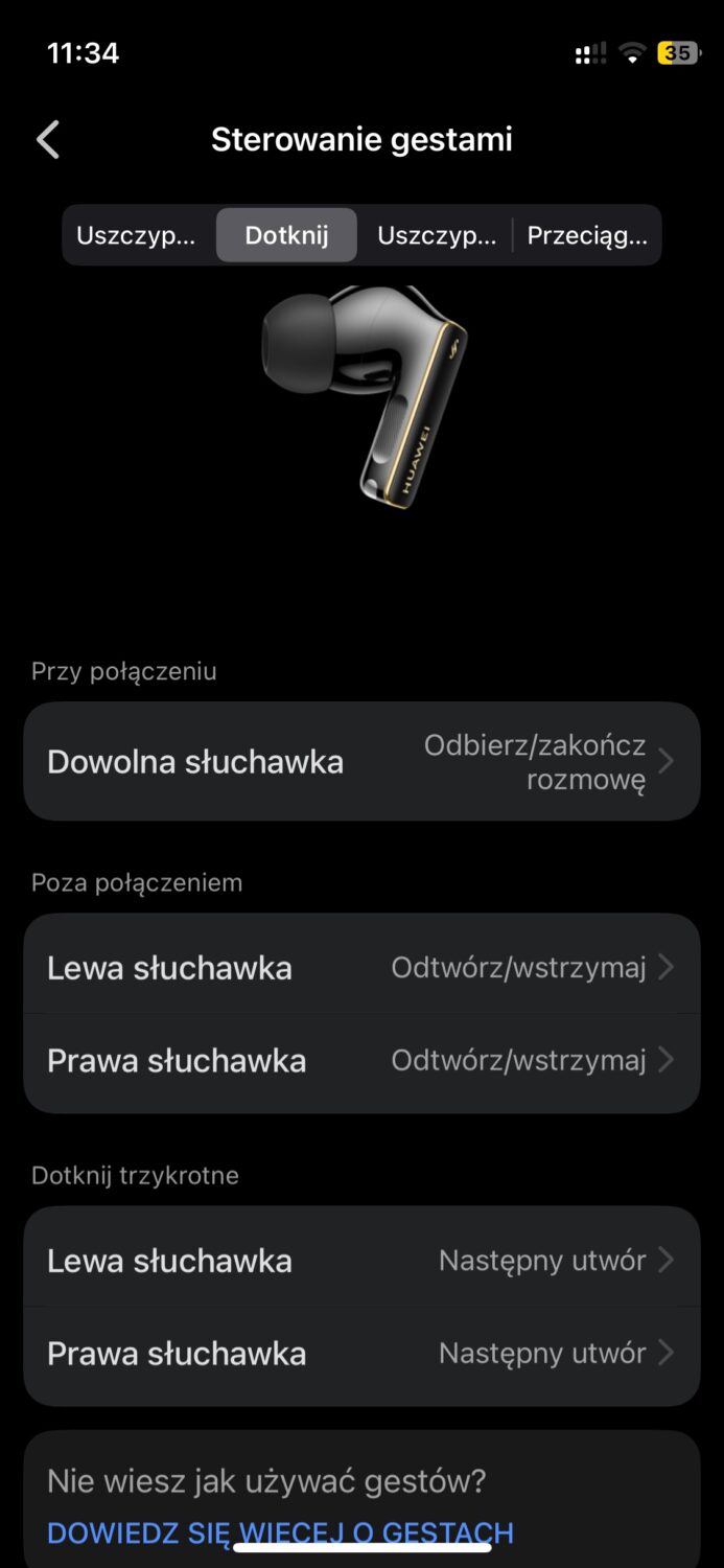 Aplikacja Huawei AI Life sterowanie gestami - dotknij