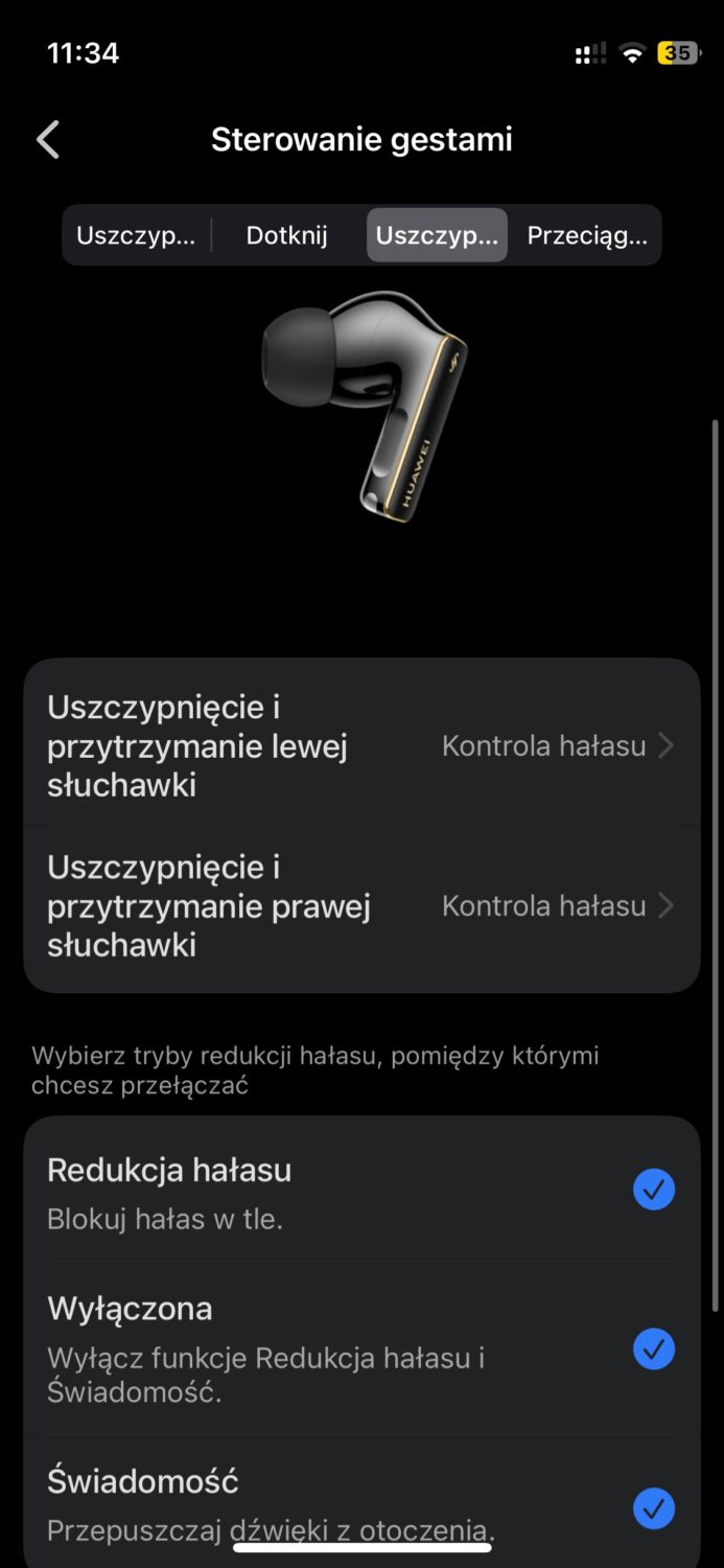 Aplikacja Huawei AI Life sterowanie gestami - uszczypnij i przytrzymaj