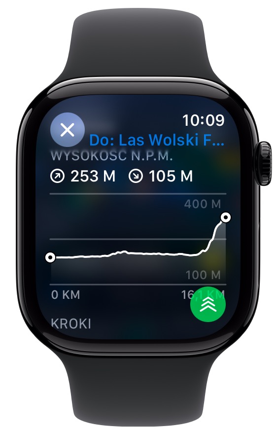 Apple udostępnia w mapach wskazówki dla rowerzystów. Sprawdzisz trasę również na Apple Watch 8 AW elevation chart