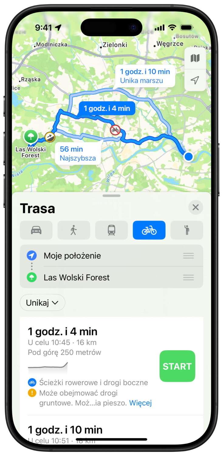 Apple udostępnia w mapach wskazówki dla rowerzystów. Sprawdzisz trasę również na Apple Watch 6 unnamed 12