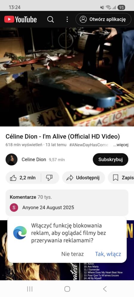 edge canary wylaczenie reklam