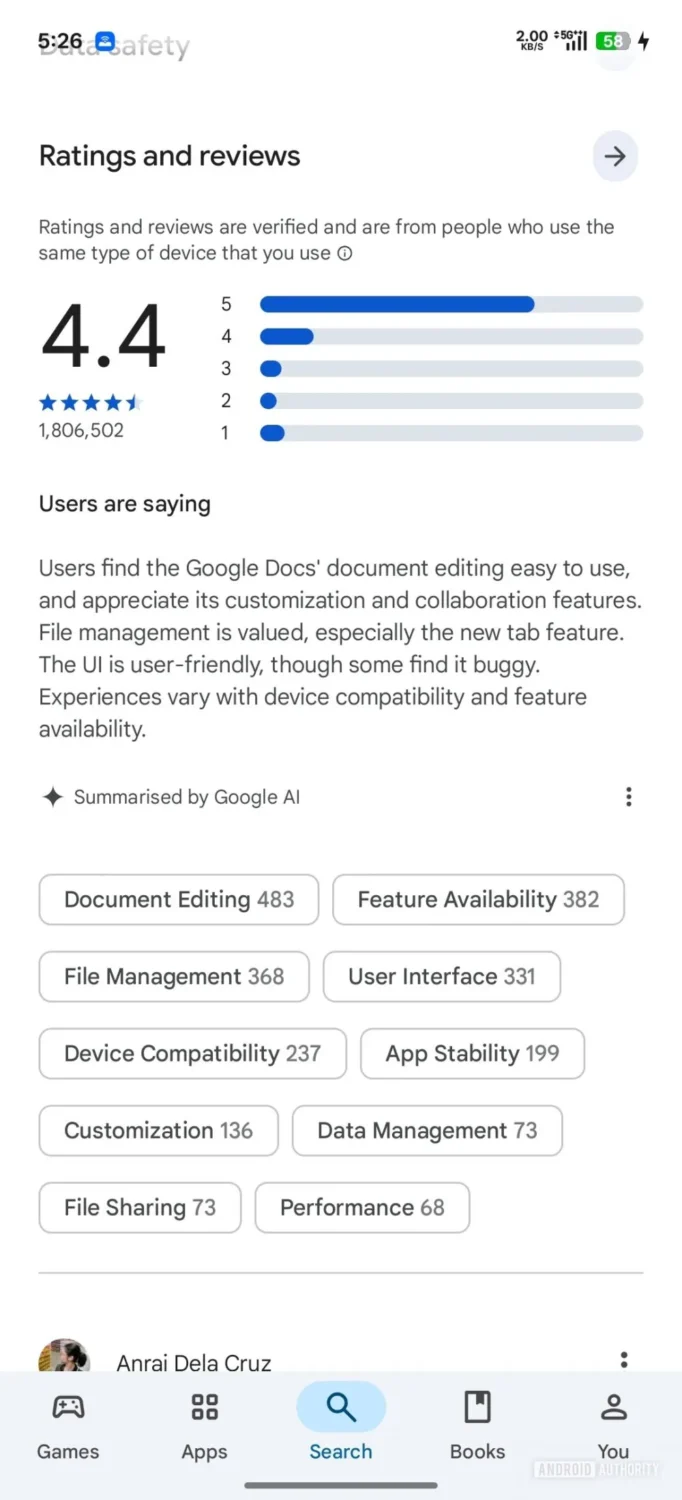 Podsumowania AI w Google Play
