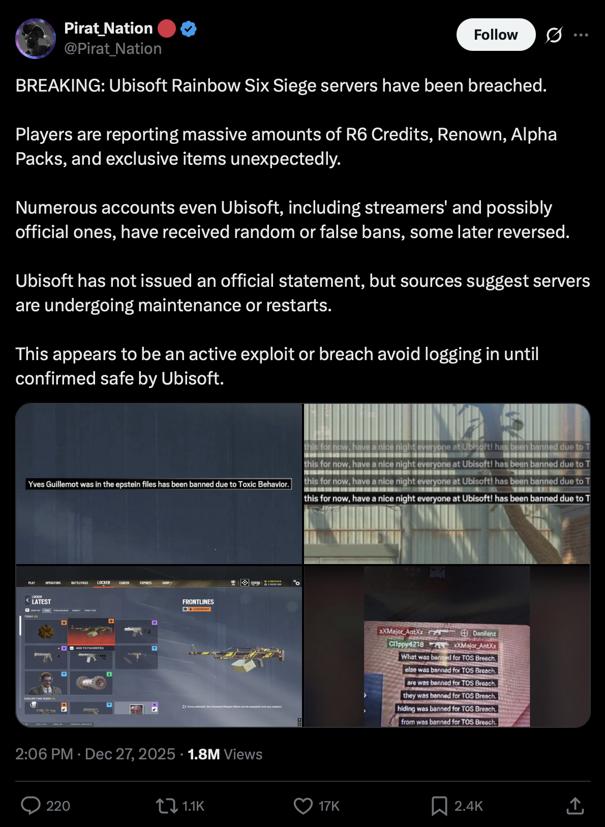 Rainbow Six Siege ugina się pod naporem hackerów. Chaos w grze doprowadził do wyłączenia serwerów 5 r6 doniesienia