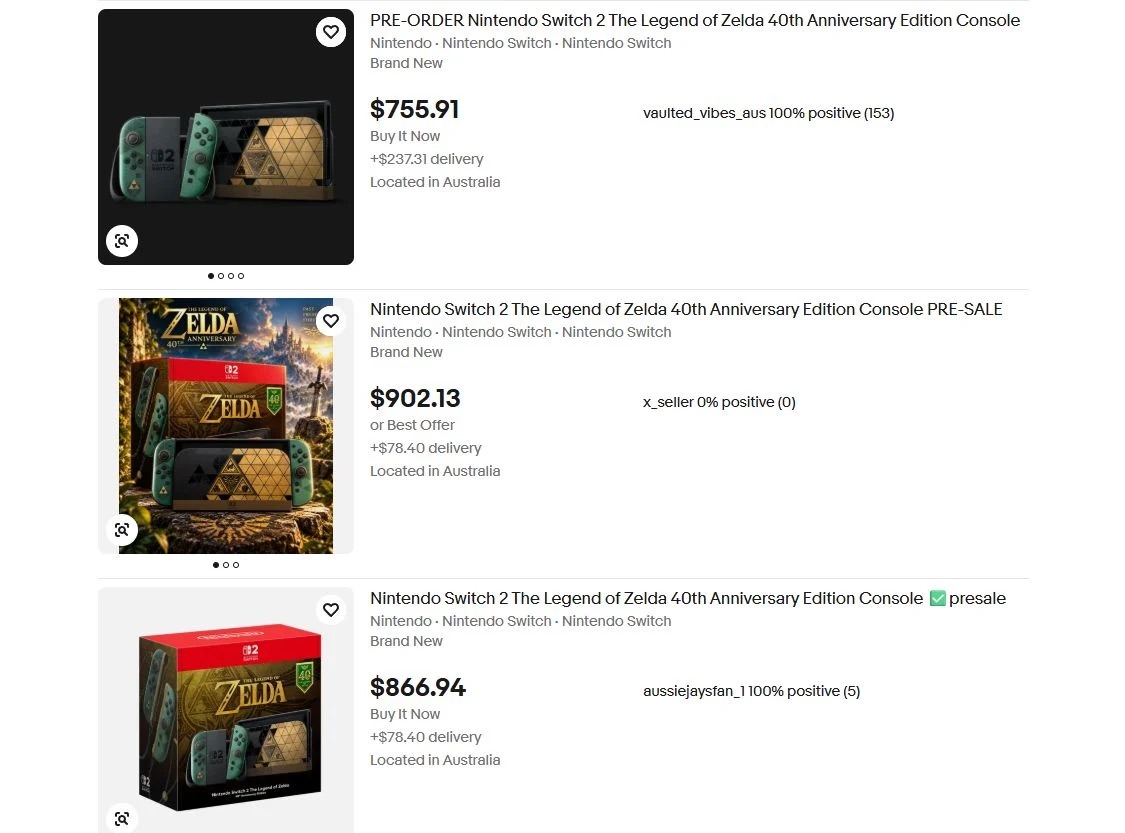 Nintendo Switch 2 Zelda Edition na eBayu Kotaku