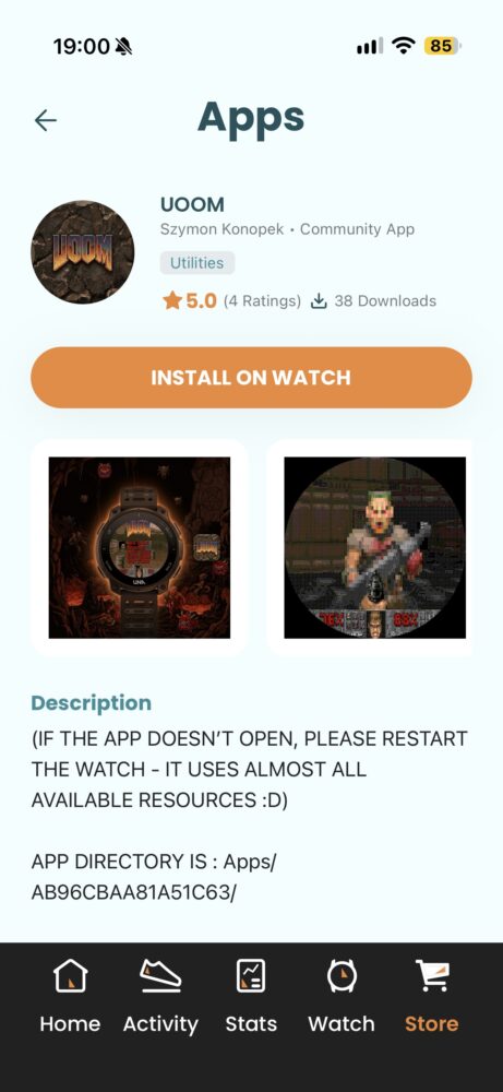 Czy można uruchomić Dooma na UNA Watch? Można, jak najbardziej! 10 Doom na UNA Watch